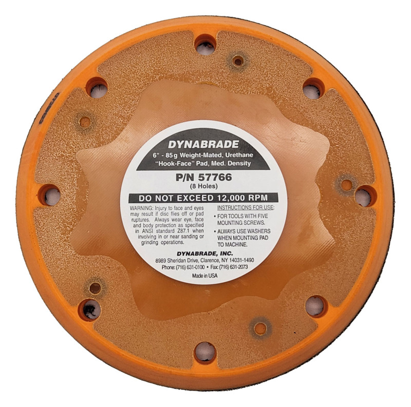 6" (152 mm) Dia. Channel Vacuum Gear-Driven Disc Pad, Hook-Face, Short Nap