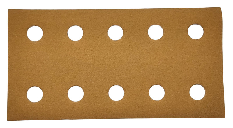 3-2/3" (93 mm) W x 7" (178 mm) L 240 Grit Hookit Gold With 10 Vacuum Holes DynaCut Sheet