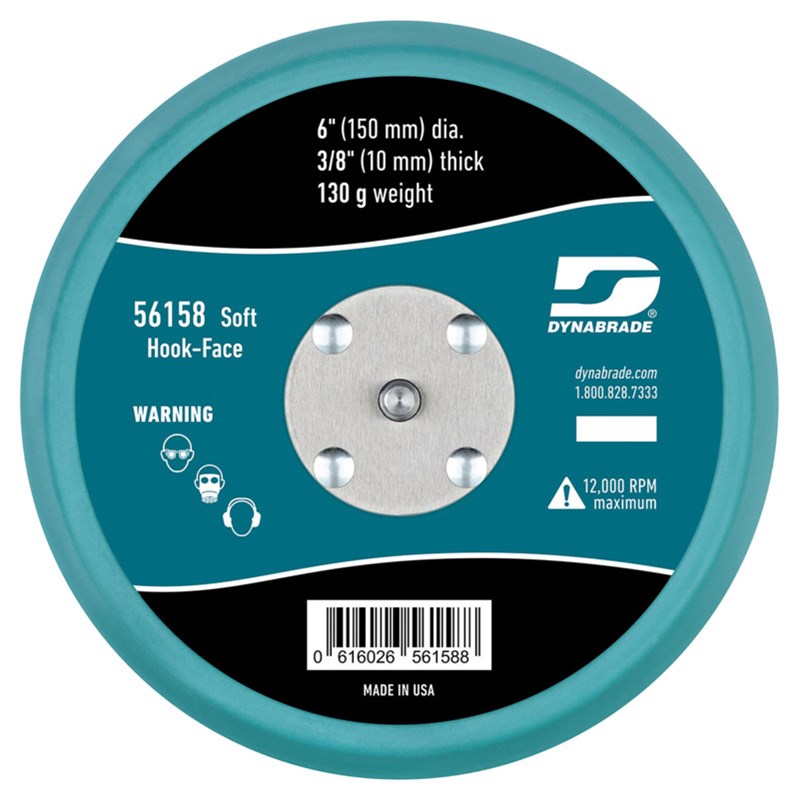 6" (152 mm) Dia. Non-Vacuum Disc Pad, Hook-Face, Short Nap